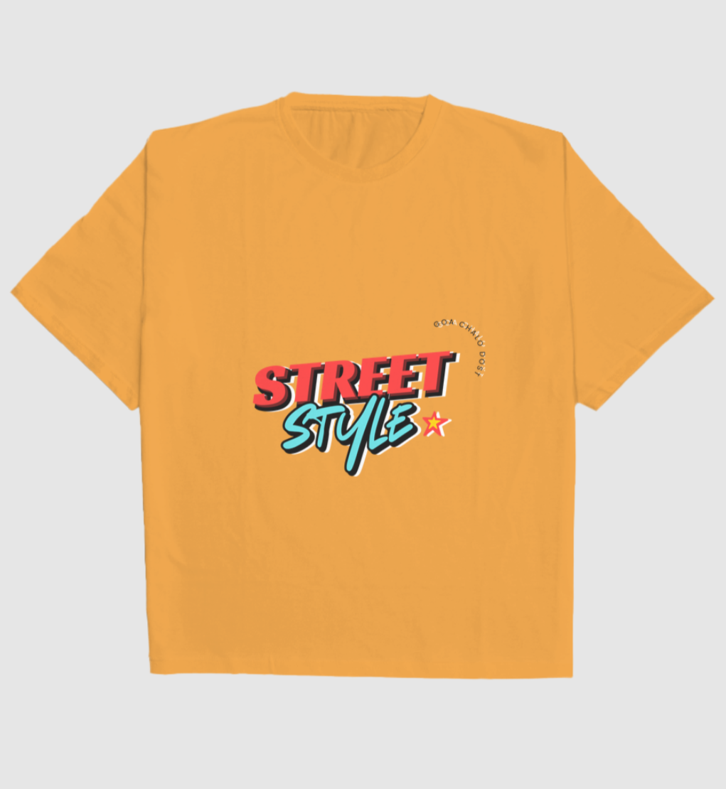 Men's Street Style Oversized Graphic T-Shirt | Urban Casual Tee (Yellow/White/Black)