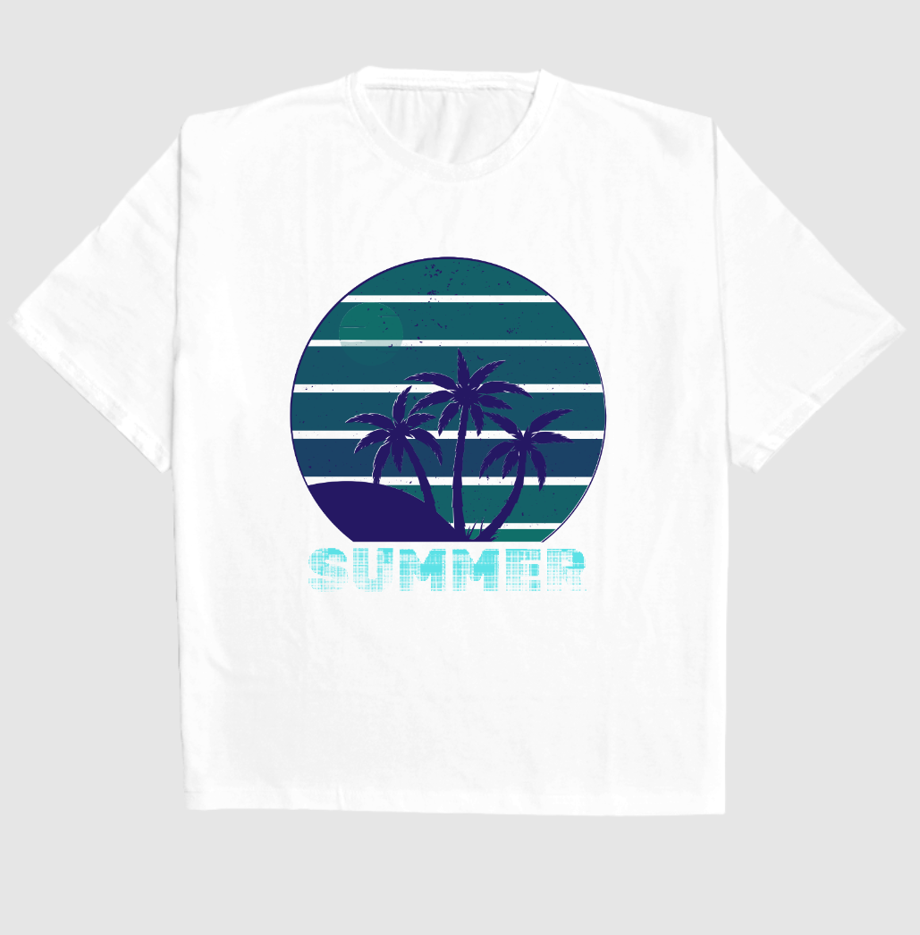 Men's Golden Summer Vibe Oversized T-Shirt | Tropical Beach Graphic Tee